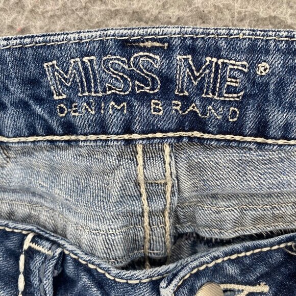 Miss Me Jeans Womens 27 Blue Easy Boot Medium Wash Embroidered Distressed Denim - Picture 5 of 13